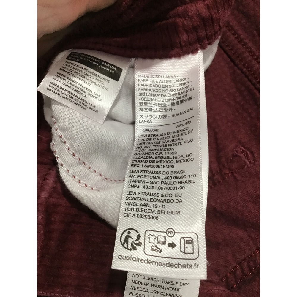 Levi's 724 High Rise Slim Straight Corduroy Pants Burgundy Womens 28 Indie Retro - Picture 3 of 6
